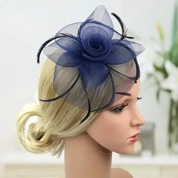 Атрактивни износоустойчиви изкуствени пера жени Fascinator шапка цвете форма коса орнамент коктейл шапки за ежедневно носене