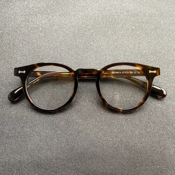 Висококачествени кръгли рамки Мъжки ретро ацетатни оптични рамки Дамски диоптични очила с рецепта миопични обезцветяващи лещи