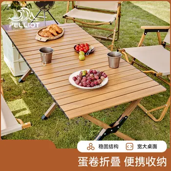 Външен алуминий Пилешки ролки маса Деликатна къмпинг преносима сгъваема маса Домашен двор маса за пикник