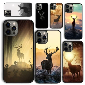 Елени Sunset Wild Animal Deer Калъф за телефон за iPhone 15 14 12 13 мини 6 7 8 PLUS X XS XR 11 PRO MAX SE 2020 Капак Fundas Shell