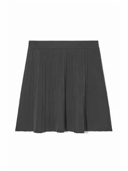 Жени 2023 Есен Нова мода Стандартна версия Линия Плисирана плетена мини пола реколта висока талия женски поли Mujer