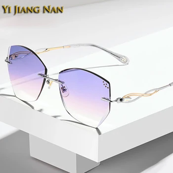 Жените луксозни очила диамант почиства оптични слънчеви очила рамка без рамки титанов рецепта очила мода