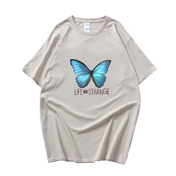 Животът е странен Пеперуда Графична тениска 2023 Лятно улично облекло Harajuku ретро реколта къси slevees 100% мъж жена T ризи