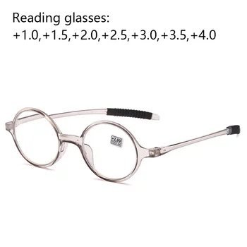 Кръгла рамка очила за четене жени ултралеки пресбиопични очила синя светлина блокиране хиперопия очила диоптър +1.5 до +4.0