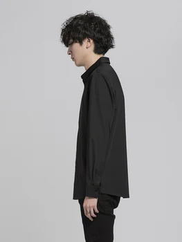 Лека луксозна черна риза мъжка есен проста мода бизнес ежедневна риза японска ямамото тънък безплатно гладене