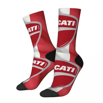 Луд дизайн италиански флаг Ducatis мотоциклет футболни чорапи полиестер средата тръба чорапи за унисекс нехлъзгане