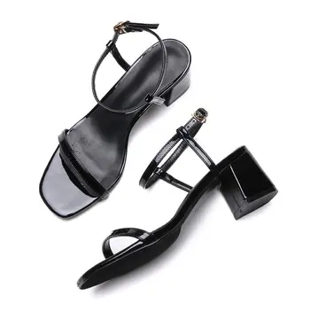Лято нови дамски сандали отворени пръсти джапанки дебел ток дамски обувки европейски обувки платформа сандали