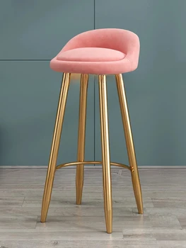 Метален дизайнер трапезен стол модерен висок минималистичен брояч табуретка луксозен грим шезлонги Salle Manger интериорна декорация