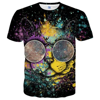 Мъжка тениска Лятна мода Върхове Цветово пространство 3D печат модел Мъжко O-образно деколте за глава Извънгабаритни тениски с къс ръкав Облекло