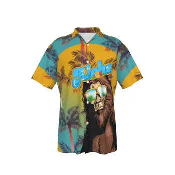 Мъжка хавайска риза Cool печат за човек плаж маймуна човек печат къс ръкав лято случайни бутон нагоре върхове 3D ризи