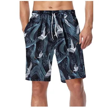 Мъжки летни плажни шорти Бързосъхнещи ежедневни панталони Pritn Празнични плувни шорти Хавайски плажни куфари Фитнес Плувни дъна