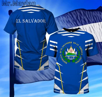 Най-новите Ел Салвадор страна флаг изкуство 3D печатни тениска мъже/жени тениска шорти ръкав уникален унисекс Harajuku Streetwear R-034