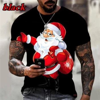 Нова коледна тениска за мъже 3d Дядо Коледа смешно къс ръкав върховете детски тениски извънгабаритни тениска Мъж Коледа облекло Ropa Hombre