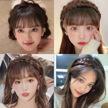 Нова корейска плитка перука лента за глава без хлъзгане коса обръч шапка мода женска прическа лента за коса за жени момичета аксесоари за коса