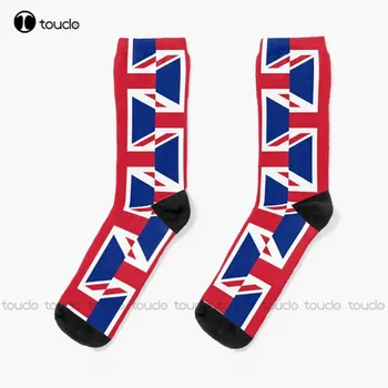 Обединено кралство Union Jack Square Flag Socks Памучни чорапи за мъже Персонализирани потребителски унисекс възрастни тийнейджърски младежки чорапи Нови популярни