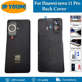 Оригинален капак на задната батерия за Huawei nova 11 Pro капак на батерията Стъклена задна корпусна врата с подмяна на стъклен обектив на камерата