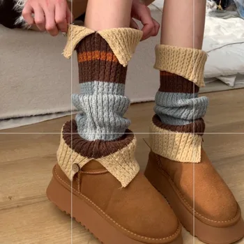 Памучни ръкави за чорапи Висококачествени меки ретро чорапи с дължина до коляното Груби памучни чорапи за телета