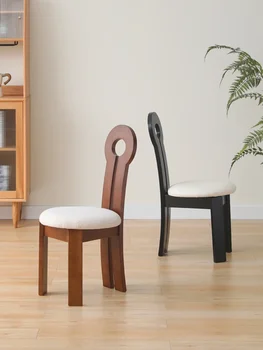Персонализиран ретро стол за хранене от масивно дърво, домашен дизайнер грим стол облегален стол Nordic минималистичен ключов стол