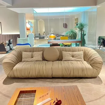 Плисиран кожен дизайнер Модел Италианска вила от висок клас Голям и малък апартамент Тип Хол Свободно време Мързелив диван