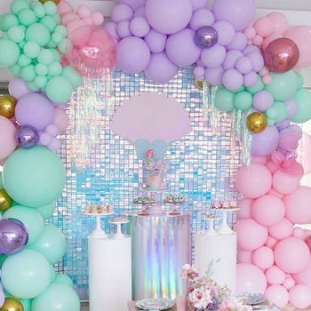 Преливащи се парти пайети фон лазерен блясък квадратна стена декор сватба бебе душ рожден ден декорация възрастен годишнина