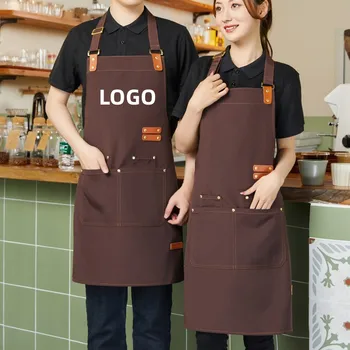 Престилка потребителски лого дизайн кухня престилка мъже и жени водоустойчив ресторант кафе печене престилка джоб барбекю фризьорски салон