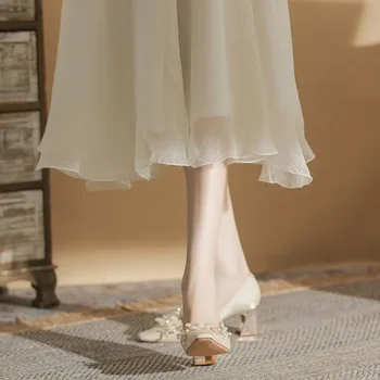 Принцеса високи токчета мода проста основна мода единични обувки светлина нарязани плътен цвят високи токчета квадратна пета Сапатос Mujer
