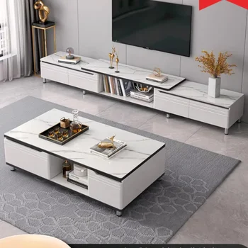 Прост и модерен малък хол ТВ шкаф, лек луксозен шкаф за под, холна маса ТВ кабинет комбинация