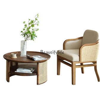 Ратан Edge отдих стол среща маса за преговори и стол продажби офис масичка за кафе комбинация Homestay хотел