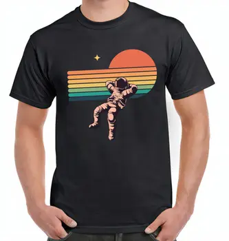 Ретро реколта стил хлад астронавт тениска мъжки тениска тениска чай памук S M L XL