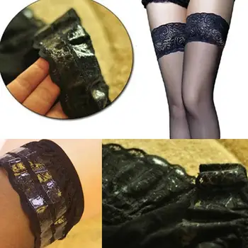 Секси чорапи женски дантела еластични ултра-тънки прозрачни черни силиконови каишка против хлъзгане бедрото нощен клуб високо качество чорапи