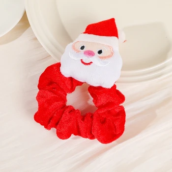 Сладък лосове за коса на Дядо Коледа Коледа Фланела Конска опашка Държач Еластична плюшена коса Връзки Коледни подаръци Аксесоари за коса
