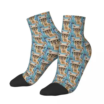 Смешни мъжки чорапи за глезена Алпака с очила Алпака Animal Harajuku Новост Екипаж чорап подарък модел отпечатани