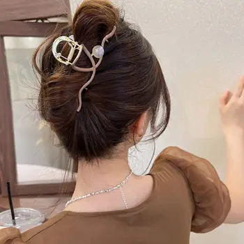 Творчески сладък перла голям вземете клип акула клип крива коса нокът метална щипка за коса женски аксесоари за коса корейски стил