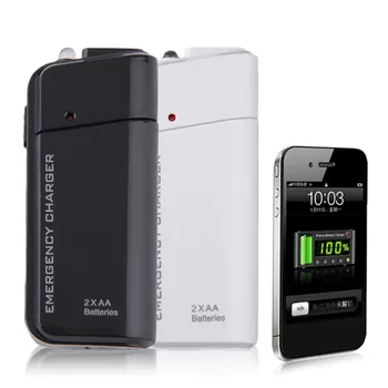 Универсален преносим USB авариен 2 AA батерия разширител зарядно устройство мощност банка доставка кутия за iPhone мобилен телефон MP3 MP4 черен бял