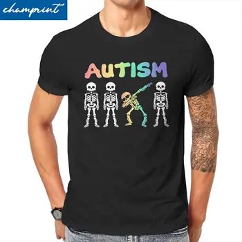 Хумористичен епичен аутизъм скелет тениска за мъже кръг врата памук т риза къс ръкав тройници плюс размер върховете