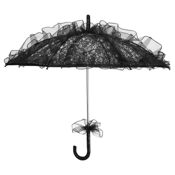 Чадър чадър дантела черен реколта сватба слънце готически готически ясно парти чадъри жени Parisol викториански декор булката бродерия