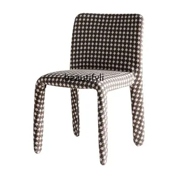 италиански минималистичен стол за хранене Light Luxury Fabric Домакински ресторант за безопасност Фотьойл Стол за отдих стол