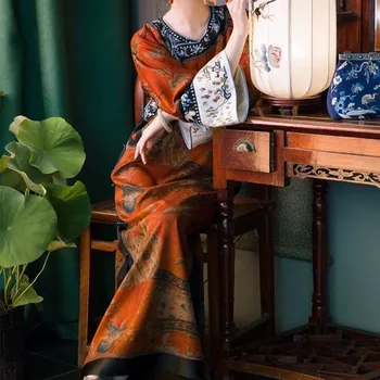 китайски стил Qipao рокля жени хлабав Cheongsam Ropa Китай Tradicional Para Mujer династия Цин жени костюм за Хелоуин
